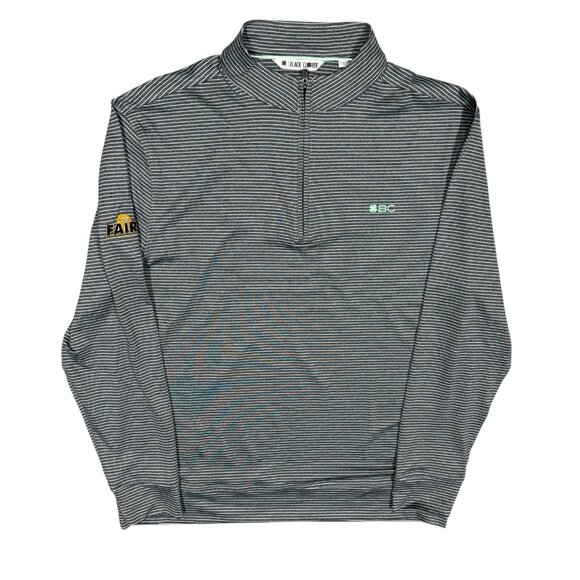 Black Clover Long Sleeve Golf Shirt 1/2 Zip Striped Blue Stretch Large - Picture 1 of 9